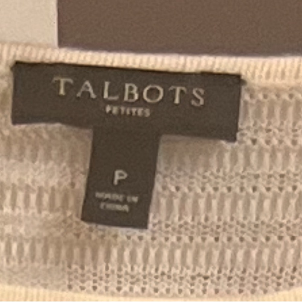 Talbots Cream Ribbed Cardigan Sweater - Picture 3 of 3